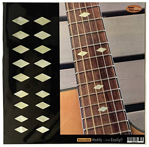 Inlaystickers Sticker Griffbrett Position Marker für Gitarren, Bass & Ukulelen - Traditional Diamonds - Alt Weiß Perle, F-307DD-AWP von Inlaystickers