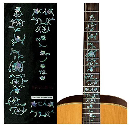 Inlaystickers Sticker Griffbrett Position Marker für Gitarren – Oriental Flowers - Abalone-Mix von Inlaystickers