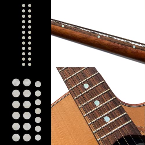 Inlaystickers Sticker Griffbrett Position Marker für Gitarren & Bass - Custom Dots Set - Weiß Perle F-085CD-WT-AZ von Inlaystickers