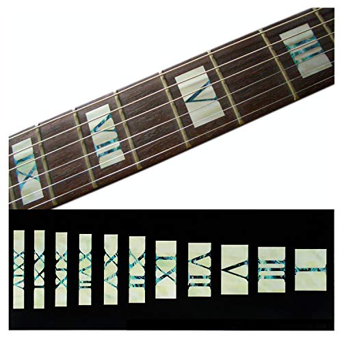 Inlaystickers Sticker Griffbrett Position Marker für Gitarren & Bass - Roman Numeral Blocks - Weiß Perle F-018RN-WT von Inlaystickers