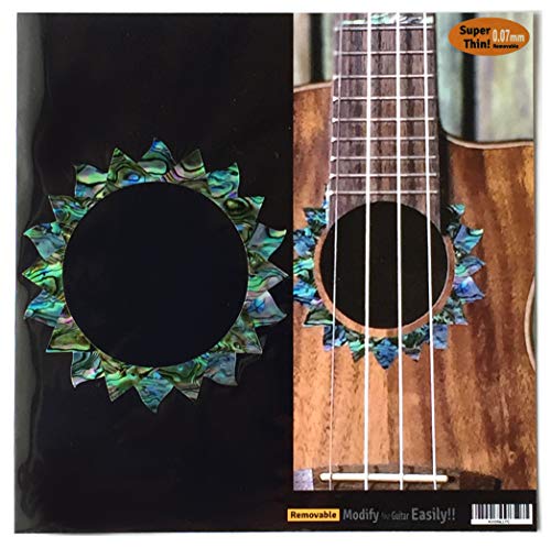 Inlaystickers Stickers für Sopran Ukulelen - Schallloch Rosette/Purfling - Sun - Abalone Blau UKR-304SP-AB-S von Inlaystickers