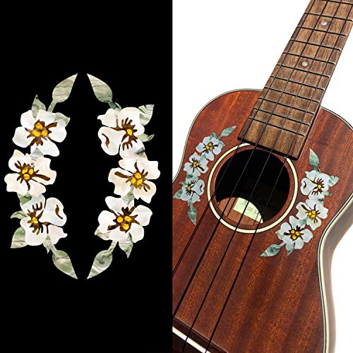 Inlaystickers für Ukulelen - Schallloch Rosette/Purfling - Hibiscus Flowers, UKR-281HIB von Inlaystickers