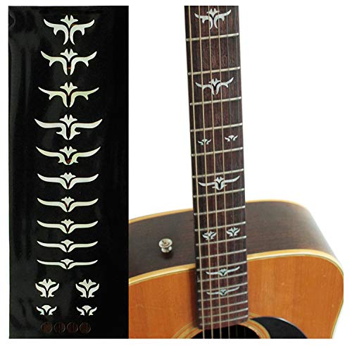 InlaystickersSticker Griffbrett Position Marker für Gitarren & Bass – Tailored Leaves - Weiß Perle, F-100TL-WT von Inlaystickers