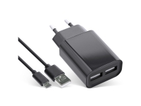 InLine USB DUO+ Ladeset, Netzteil 2-fach + Micro-USB Kabel, Indoor, AC, 5 V, 2,1 A, 1,5 m, Schwarz von Inline