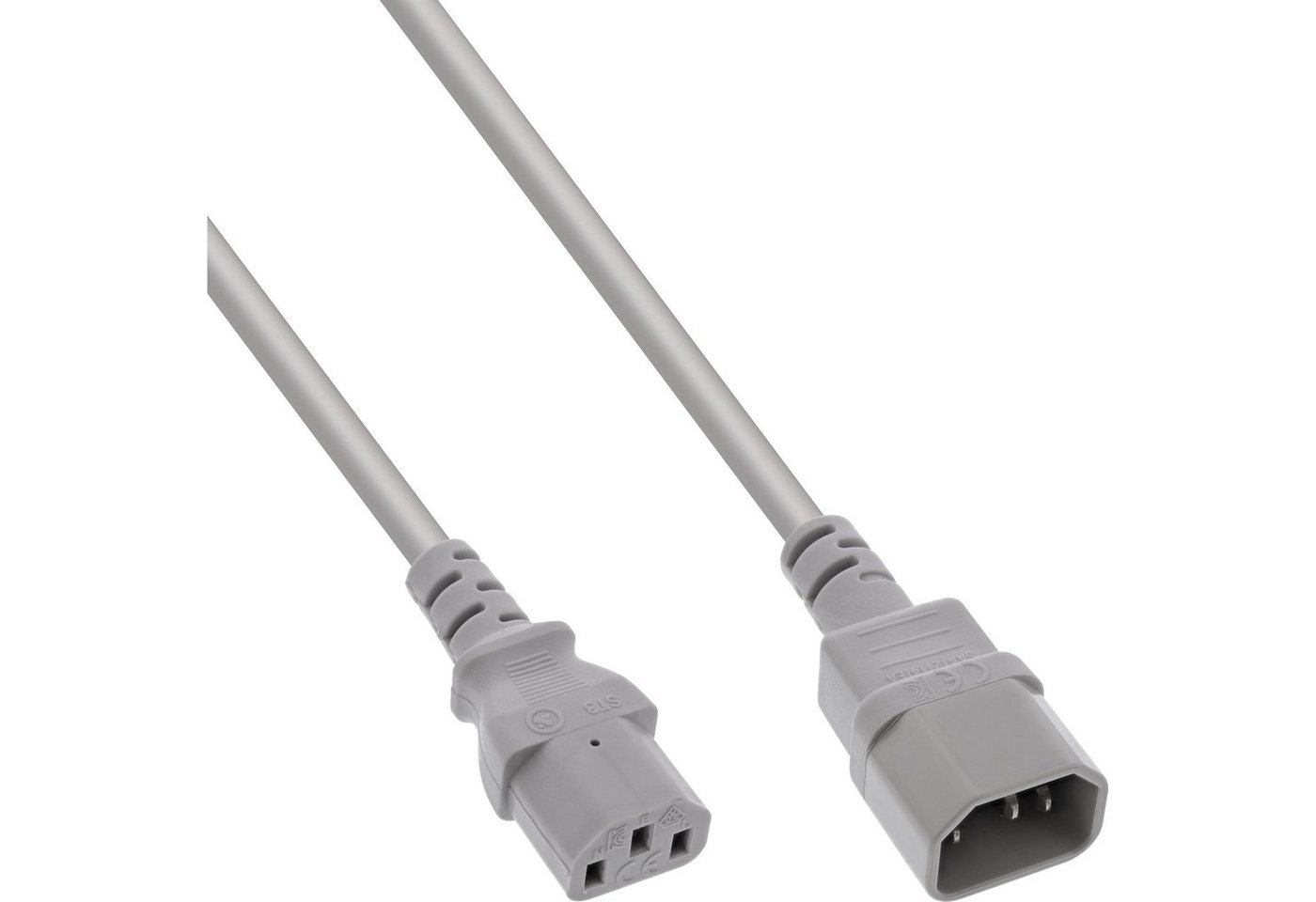 Inline InLine® Kaltgeräteverlängerung, C13 auf C14, grau, 0,75m Stromkabel von Inline
