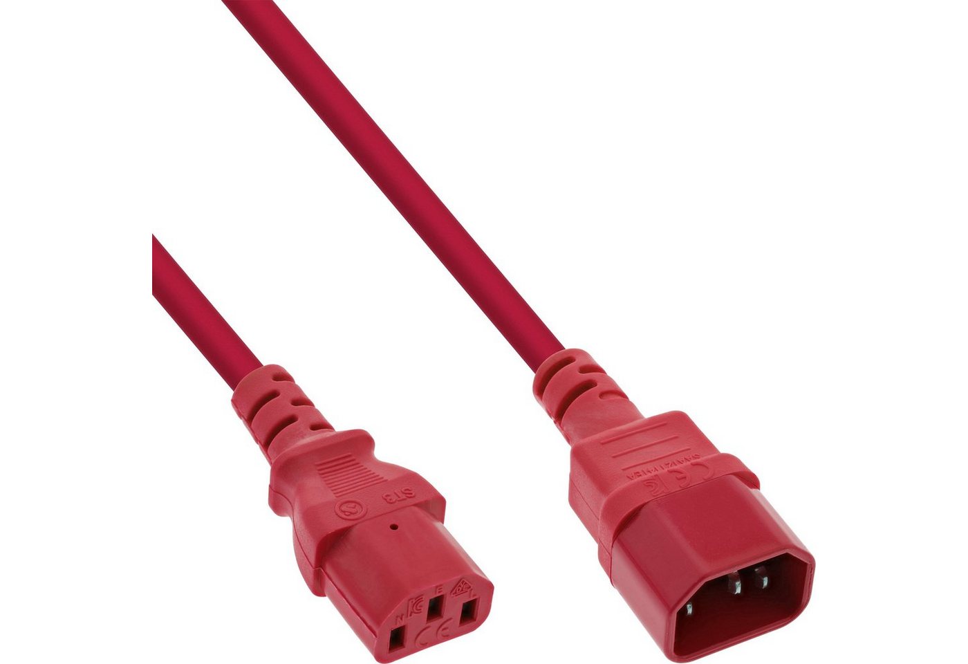Inline InLine® Kaltgeräteverlängerung, C13 auf C14, rot, 0,75m Stromkabel von Inline
