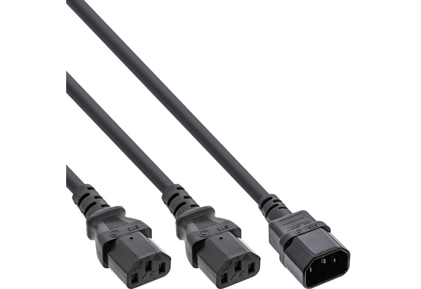 Inline InLine® Netz-Y-Kabel, Kaltgeräte, 1x IEC-C14 auf 2x IEC-C13, 1,8m Stromkabel von Inline