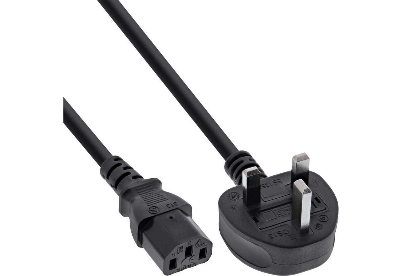 Inline InLine® Netzkabel, Netzstecker England auf Kaltgerätestecker C13, 1,0m Stromkabel von Inline