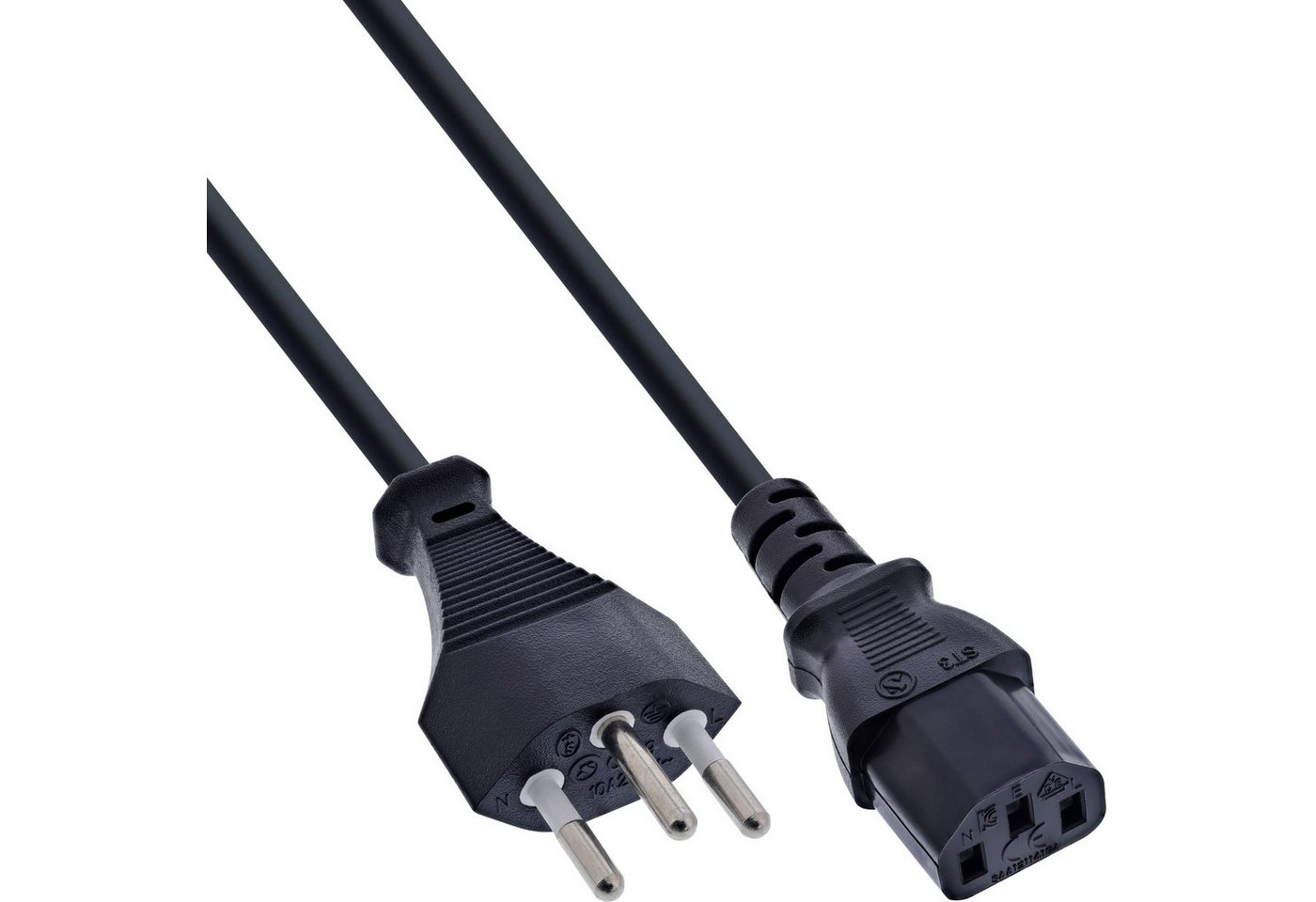 Inline InLine® Netzkabel, Netzstecker Schweiz auf Kaltgerätestecker C13, 1,8m Stromkabel von Inline