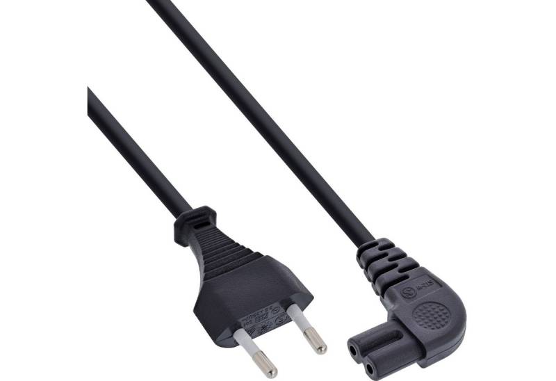 Inline InLine® Netzkabel, Netzstecker auf Euro 8 C7 Stecker, gewinkelt, 0,5m Stromkabel von Inline