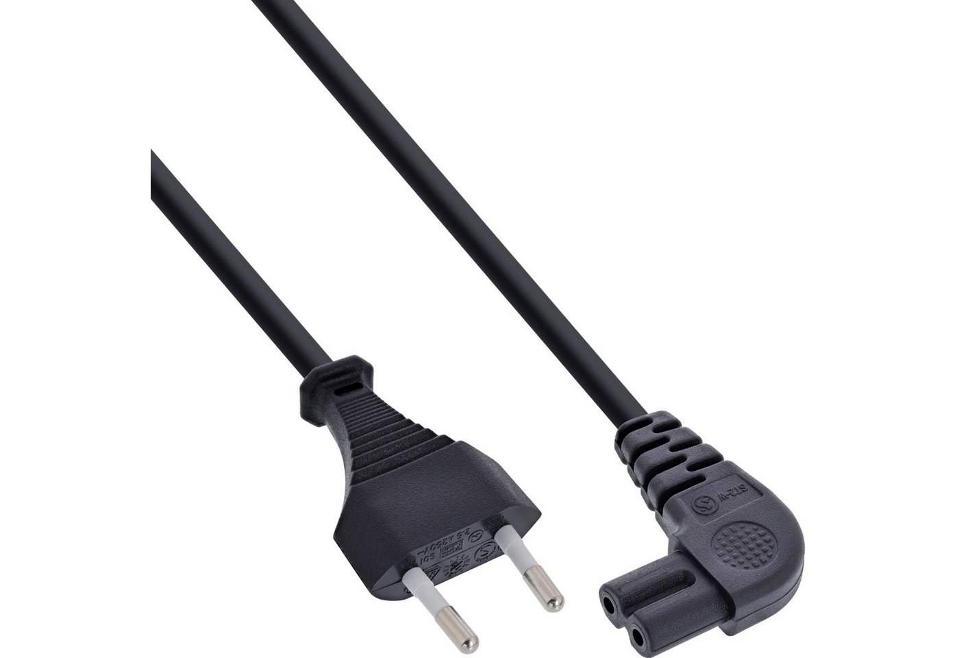 Inline InLine® Netzkabel, Netzstecker auf Euro 8 C7 Stecker, gewinkelt, 1,0m Stromkabel von Inline