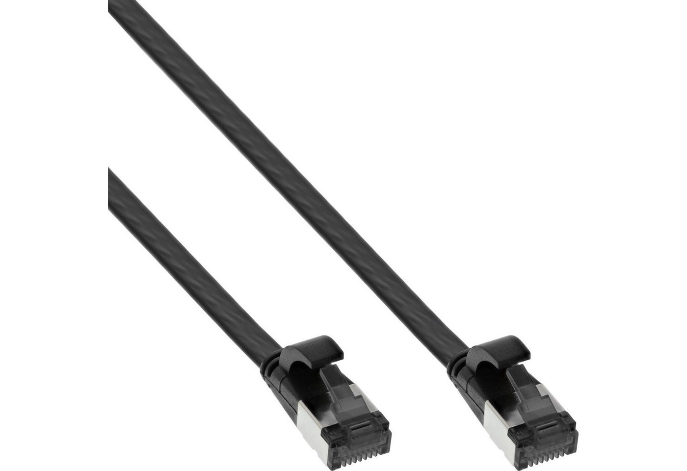 Inline InLine® Patchkabel flach, U/FTP, Cat.8.1, TPE halogenfrei, schwarz, 2m LAN-Kabel von Inline