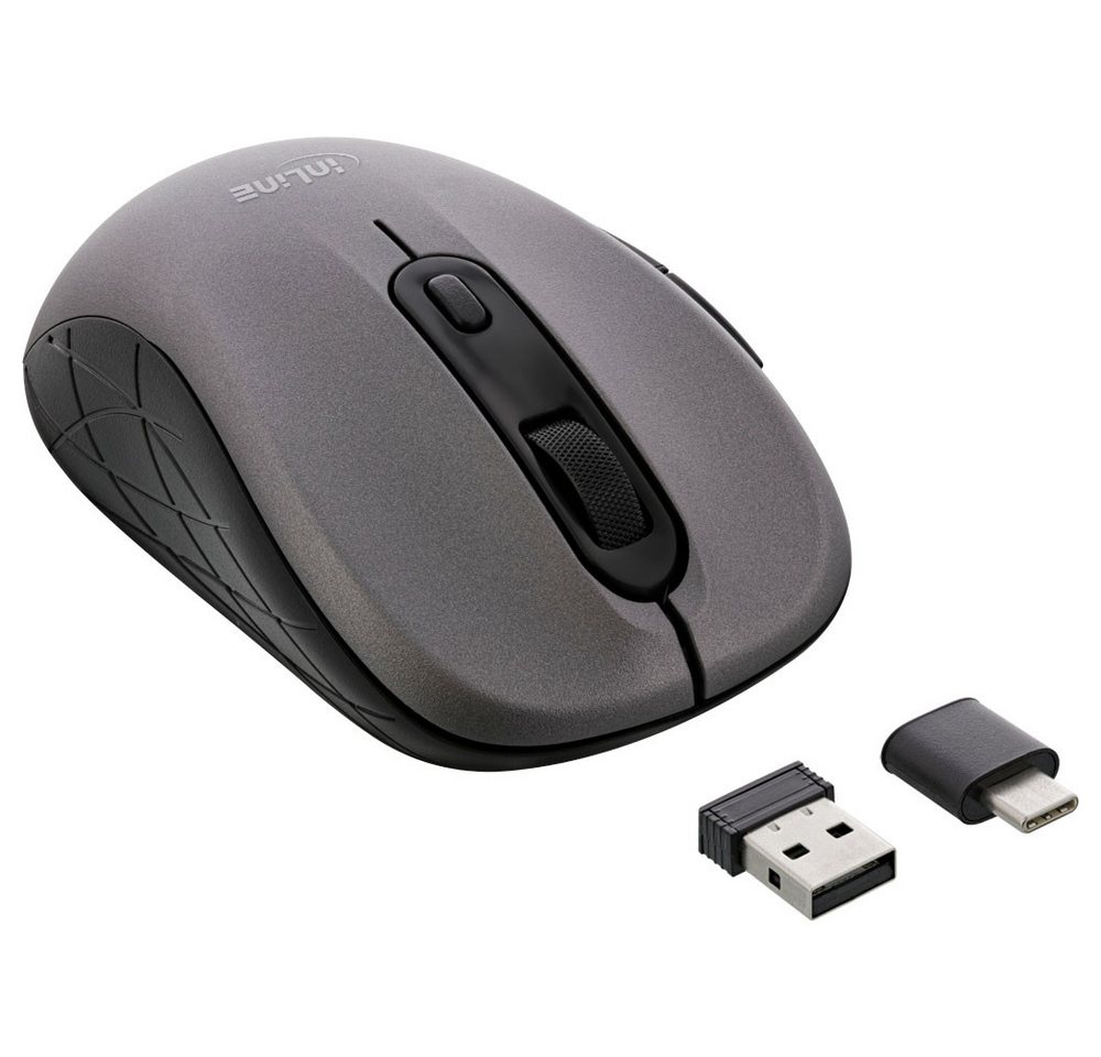 Inline Mauspad Maus 3-in-1 Bluetooth + 2x 2.4GHz Funk 5 Tasten optisch grau/schwarz Inline Mauspad Maus 3-in-1 Bluetooth + 2x 2.4GHz Funk 5 Tasten optisch grau/schwarz von Inline