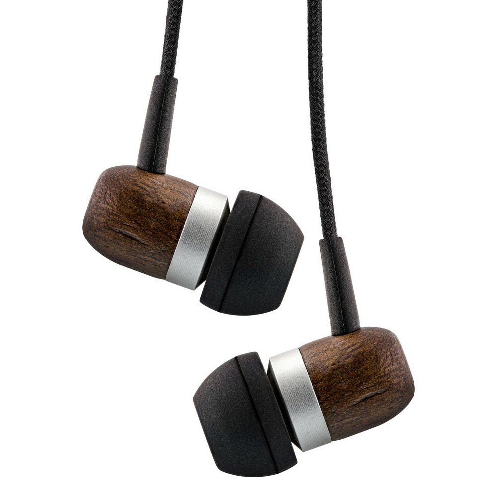 Inline Mauspad woodin-ear In-Ear Headset mit Kabelmikrofon und Funktionstaste Walnuß von Inline