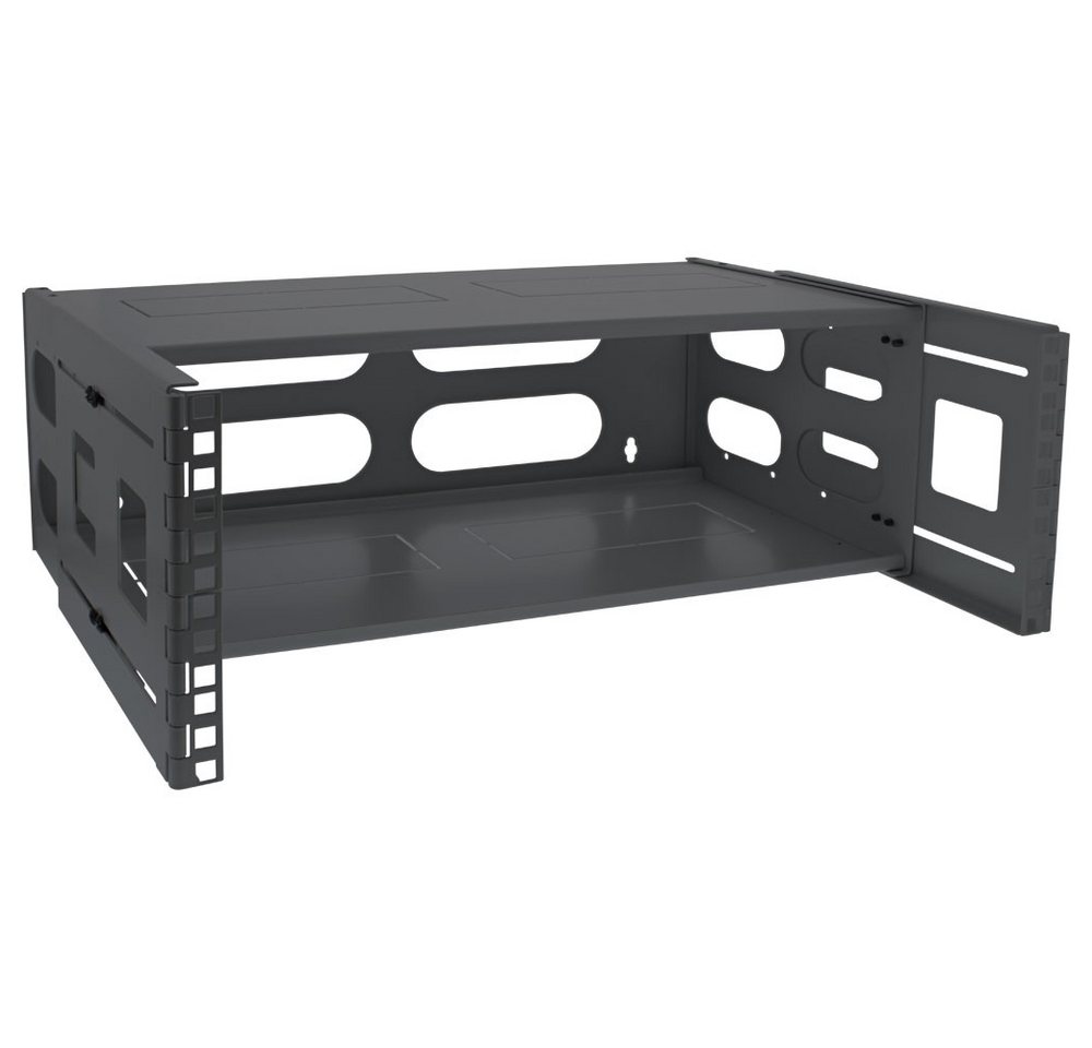 Inline Rack zur Wandmontage, 4HE, 24-40cm Tiefe, mit Abdeckung, schwarz Netzwerk-Patch-Panel von Inline