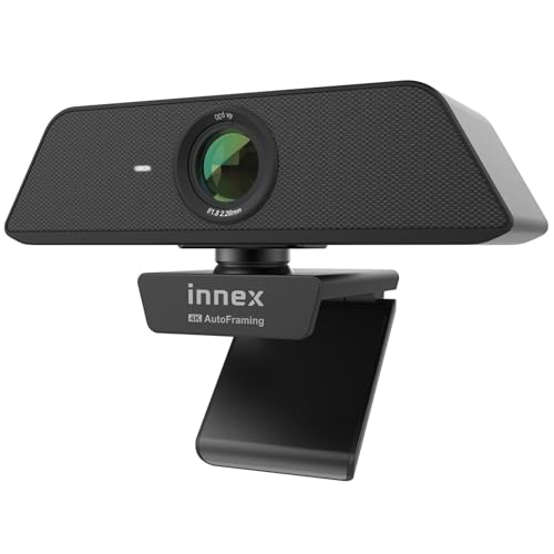 4K KI Auto-Tracking Webcam, Innex C470, 120-Grad-Weitwinkel mit eingebautem Mikrofon, Plug and Play, für Videokonferenzen mit Zoom, Team, Skype, Google Meet, Live Streaming und Distance Learning von Innex
