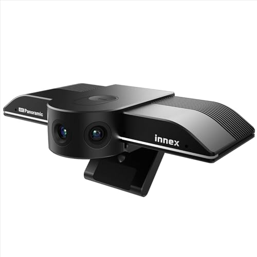 4K-Weitwinkel-Webcam, Innex C830, mit 180°-75° flexiblem Blickwinkel und KI-Gesichtserkennung, Auto-Zoom, Plug & Play, für Arbeiten von zu Hause, Online Coaching, Videokonferenzen, Huddle Rooms von Innex