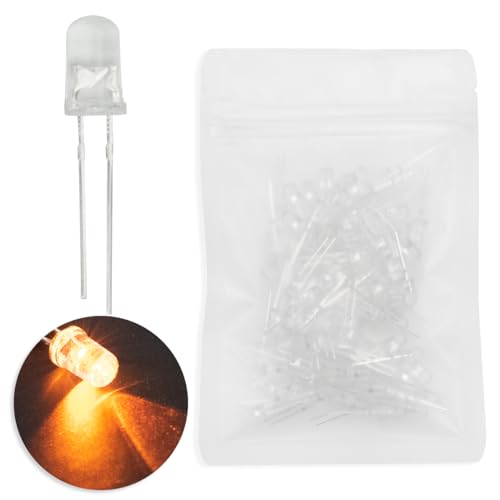 Innfeeltech 100pcs 5mm weiße Birne gelbes Licht LED Diode beleuchtet DC 1.9V~2.1V 20mA 5mm Elektronik emittierende Komponenten Leuchtdioden LEDs von Innfeeltech