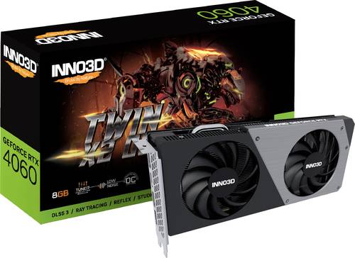 Inno 3D Grafikkarte Nvidia GeForce RTX 4060 Twin X2 8GB GDDR6-SDRAM PCIe x8 DisplayPort, HDMI® Übe von Inno 3D