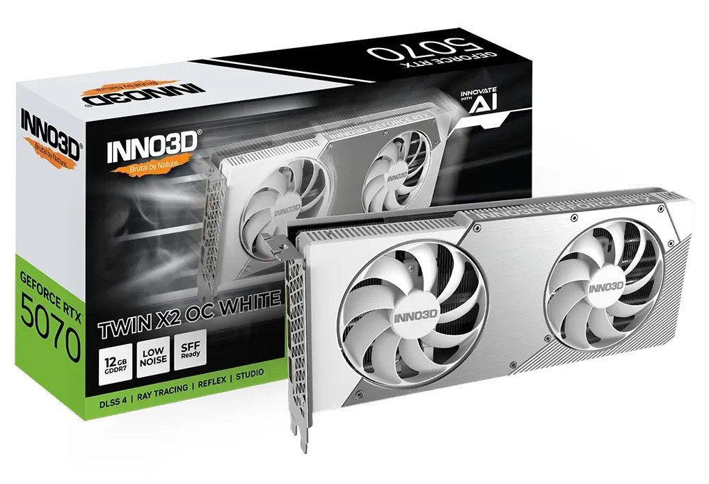 Inno3D INNO3D GeForce RTX 5070 Twin X2 OC White Grafikkarte Inno3D INNO3D GeForce RTX 5070 Twin X2 OC White Grafikkarte von Inno3D