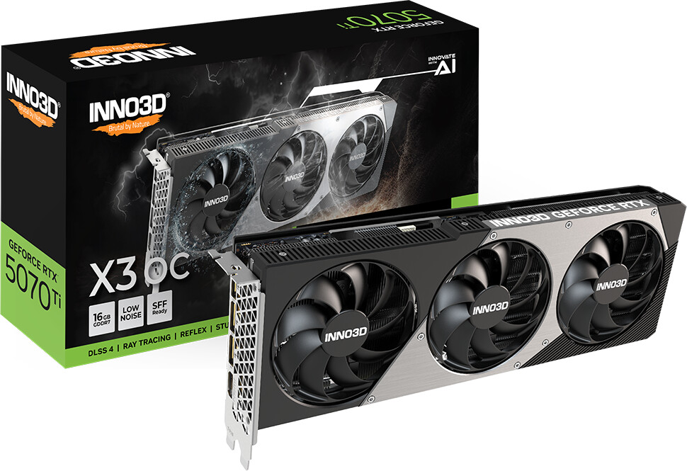 INNO3D GeForce RTX 5070 Ti X3 OC - 16GB GDDR7, HDMI, 3x DP von Inno3d