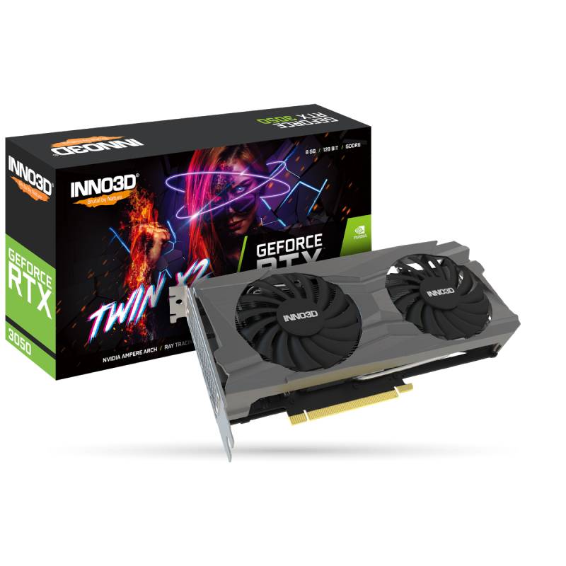 Inno3D GeForce RTX 3050 8GB Twin X2 OC Grafikkarte - 8GB DDR6, 3x DisplayPort/1x HDMI von Inno3d