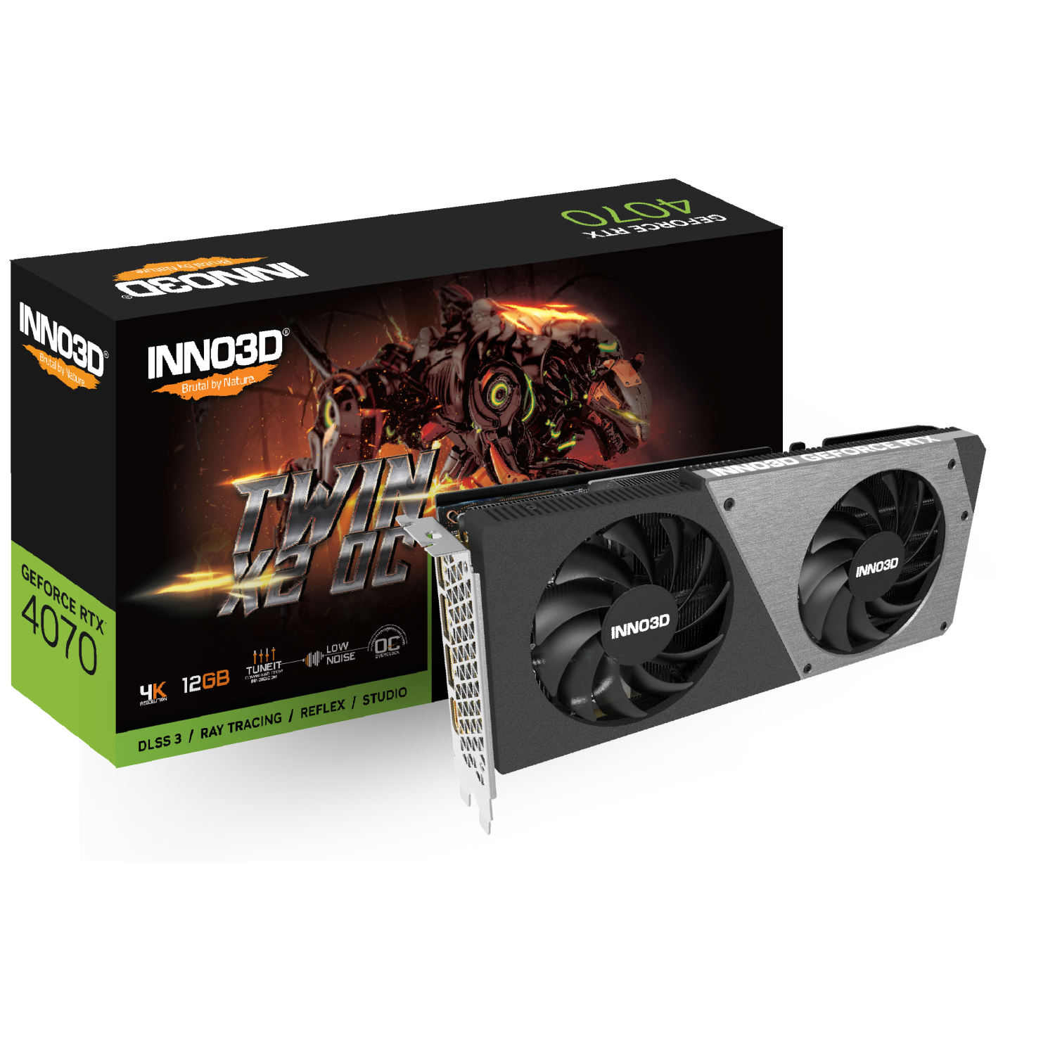 Inno3D GeForce RTX 4070 Twin X2 OC Grafikkarte - 12GB GDDR6X, 1x HDMI, 3x DP von Inno3d