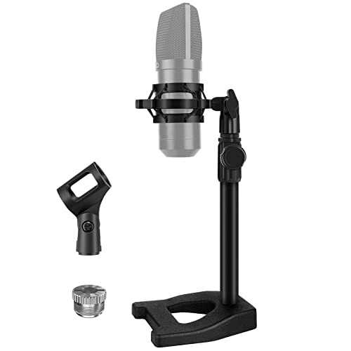 InnoGear Schreibtisch-Mikrofonständer, Mikrofonständer, Schreibtischtisch mit beschwerter Basis, Schockhalterung, Mikrofon-Clip, 0,95 cm auf 1,6 cm Adapter, verstellbare Höhe für Hyper X QuadCast von InnoGear