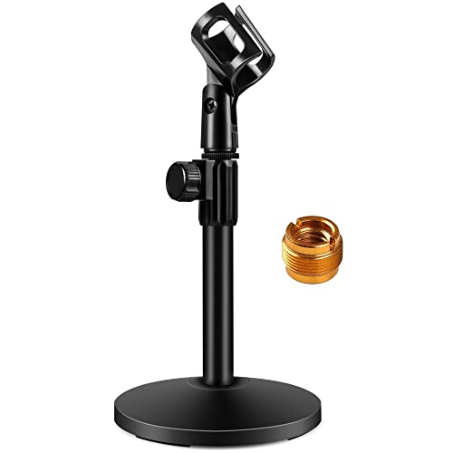InnoGear Desktop-Mikrofonständer, verbesserter verstellbarer Tisch-Mikrofonständer mit Mikrofon-Clip und 1,6 cm Stecker auf 3/8 Zoll Buchse, Schraube für Blue Yeti Snowball Spark und andere Mikrofone von InnoGear