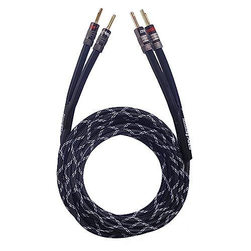 InnoStars 12 AWG Premium Heavy Duty Geflochtenes Lautsprecherkabel (4,1 m) mit 24 K Dual vergoldeten Bananensteckerspitzen – 99,99 % sauerstofffreies Kupfer (OFC) Konstruktion, Schwarz von InnoStars