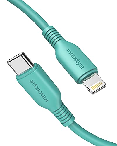 Innostyle USB-C zu Lightning Kabel 1m, MFi zertifiziert, Schnelles Laden bis zu 2.4A, Grün, Kompatibel mit iPhone, iPad, MacBook, Kevlar verstärkt, Datenübertragung 480Mbps von Innostyle