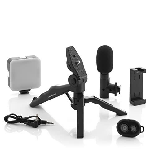 InnovaGoods® Vlogging-Kit mit Licht, Mikrofon und Fernbedienung Plodni (6 Teile). Professionelle Videoaufnahmen mit LED-Licht, Mikrofon und Fernbedienung. Ideal für Vlogger und Content-Ersteller. von InnovaGoods