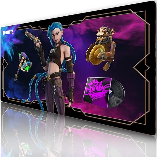 Jinx Fortnite Legends Mauspad erweitert – 900 x 400 mm, wasserdichte Oberfläche, rutschfeste Gummibasis von Innovatc