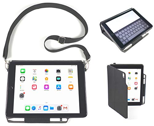 Innovative Care Modell V3 – Apple iPad Tragetasche & Tablet Ständer für 9,7 Zoll 2017 Generation 5 6 Air 1 2 mit Kickstand, Stylus Halter Schultergurt, Schutzhülle aus schwarzem ballistischem Nylon von Innovative Care