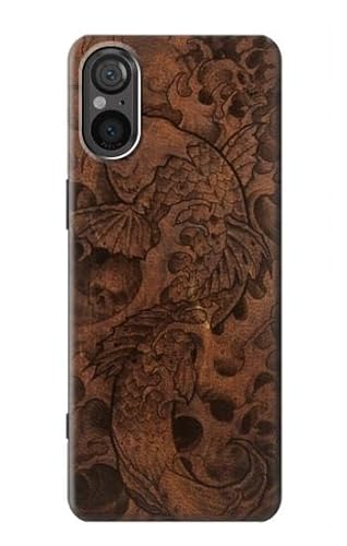 Fish Tattoo Leather Graphic Print Hülle Schutzhülle Taschen für Sony Xperia 5 V von Innovedesire