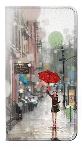 Innovedesire Schutzhülle für iPhone 14 Pro, PU-Leder, Motiv Mädchen im Regen von Innovedesire