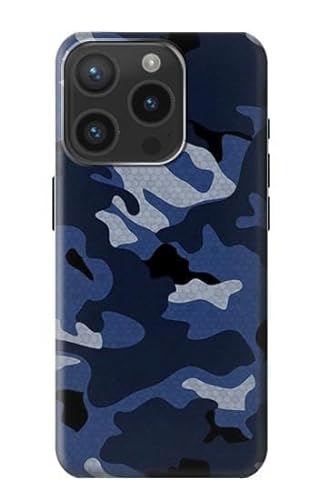 Navy Blue Camo Camouflage Hülle Schutzhülle Taschen für iPhone 15 Pro von Innovedesire