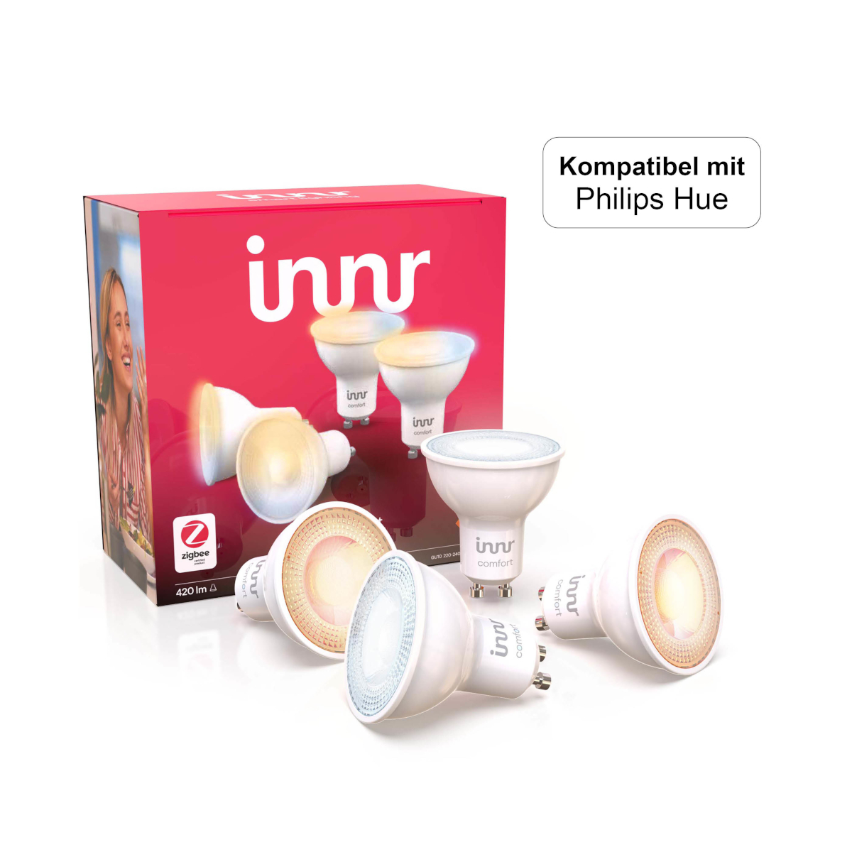 Innr Smart Spot - 4er-Pack *Philips HUE kompatibel* - GU10 Comfort GU10 Zigbee 3.0 von Innr