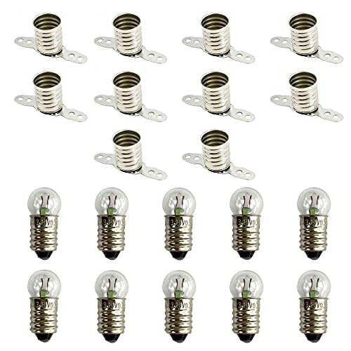 InputMakers - Set aus 10 Stück 3,8 V 0,3 A E10 Glühbirne und 10 Stück E10 Lampenfassung - Elektrosatz für Basteln und Schule für Experimente Elektrische Schaltungen. von InputMakers