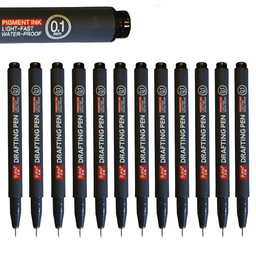 Inqzen 12er Fineliner-Stifte, XXL-Tintenkapazität, Filzstifte, Pigmentliner, Tintenstifte zum Zeichnen, wasserfester Marker, Handwriting-Stift, Skizzierstift (12er Set (0,1mm)) von Inqzen