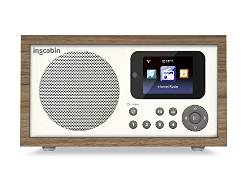 Inscabin D2 Internetradio mit Bluetooth, Spotify Connect, Doppelwecker, App-Steuerung und Farbbildschirm (Black Walnut) von Inscabin
