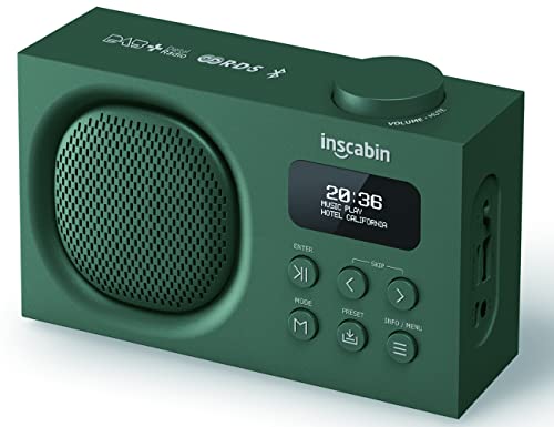 Inscabin P2 Tragbarer DAB/DAB + FM-Digitalradio/Tragbarer drahtloser Lautsprecher mit Bluetooth/Stereo-Sound/Schönes Design(Grün) von Inscabin