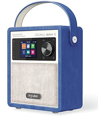 Inscabin P200 Tragbarer DAB/DAB+/FM-Digitalradio/mit Bluetooth, Stereoklang, schönes Design, Doppelwecker, wiederaufladbarer Akku,(Blau) von Inscabin