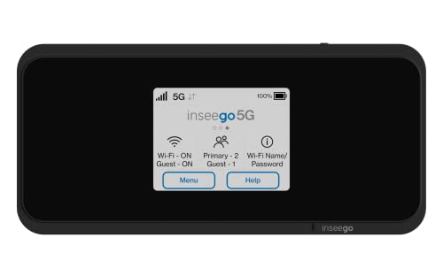 Inseego 5G MiFi M2000 Mobiler 5G Hotspot Router, WiFi 6, 4G LTE-Fallback, 2.4“ Touchscreen, Schnellladefunktion, bis zu 30 Geräte verbinden, schwarz von Inseego