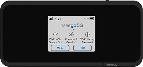 Inseego 5G MiFi M2000 Mobiler 5G Hotspot Router, WiFi 6, 4G LTE-Fallback, inkl kostenloser Vodafone SIM-Karte & 100 € -Gutschein sichern (nach SIM Registrierung) schwarz, 150 mm x70 mm x 17,9 mm von Inseego