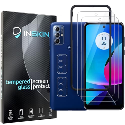 Inskin Bildschirm- und Kameraobjektivschutz, Displayschutzfolie, Blickschutzfolie für Motorola Moto G Play 6,5 Zoll [2023] – 2 + 2 Stück, 9H Panzerglasfolie, HD klar von Inskin
