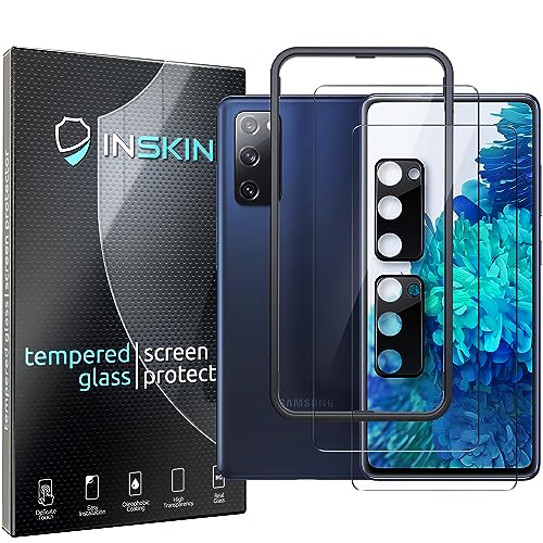 Inskin Displayschutzfolie aus gehärtetem Glas für Samsung Galaxy S20 FE 4G/5G 16,5 cm (6,5 Zoll) [2020] – Ultimatives 2+2 Bundle mit Kameralinsenschutz und automatischer Ausrichtungsablage, Ultra HD, von Inskin