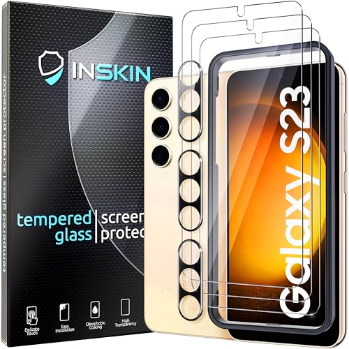 Inskin Panzerglas Schutzfolie für Samsung Galaxy S23 5G 6,1 Zoll [2023] - 3+3 Pack, Bildschirm + Kamera, Ultraschall Fingerabdruck kompatibel, Hüllenfreundlich von Inskin