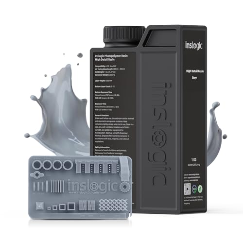 Inslogic 1 kg hochdetailliertes Kunstharz, 3D-Drucker-Harz, Detail-3D-Druck, hohe Präzision, passend für die meisten LCD-Drucker. (Grau) von Inslogic
