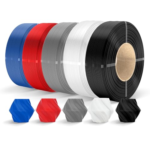 Inslogic 3D-Drucker-Filament-Bündel, 1 kg PLA-Pro-Filament, 1,75 mm, sauber gewickeltes 3D-Druck-Filament, passend für die meisten FDM-3D-Drucker, 1 kg ohne Spule, 5 Packungen (Schwarz + Weiß + Grau + Inslogic 3D-Drucker-Filament-Bündel, 1 kg PLA-Pro-Filament, 1,75 mm, sauber gewickeltes 3D-Druck-Filament, passend für die meisten FDM-3D-Drucker, 1 kg ohne Spule, 5 Packungen (Schwarz + Weiß + Grau + von Inslogic